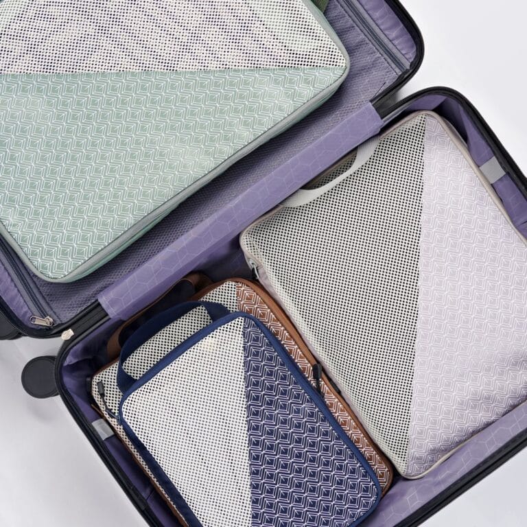 caveri compression packing cubes neatly packed in suitcase
