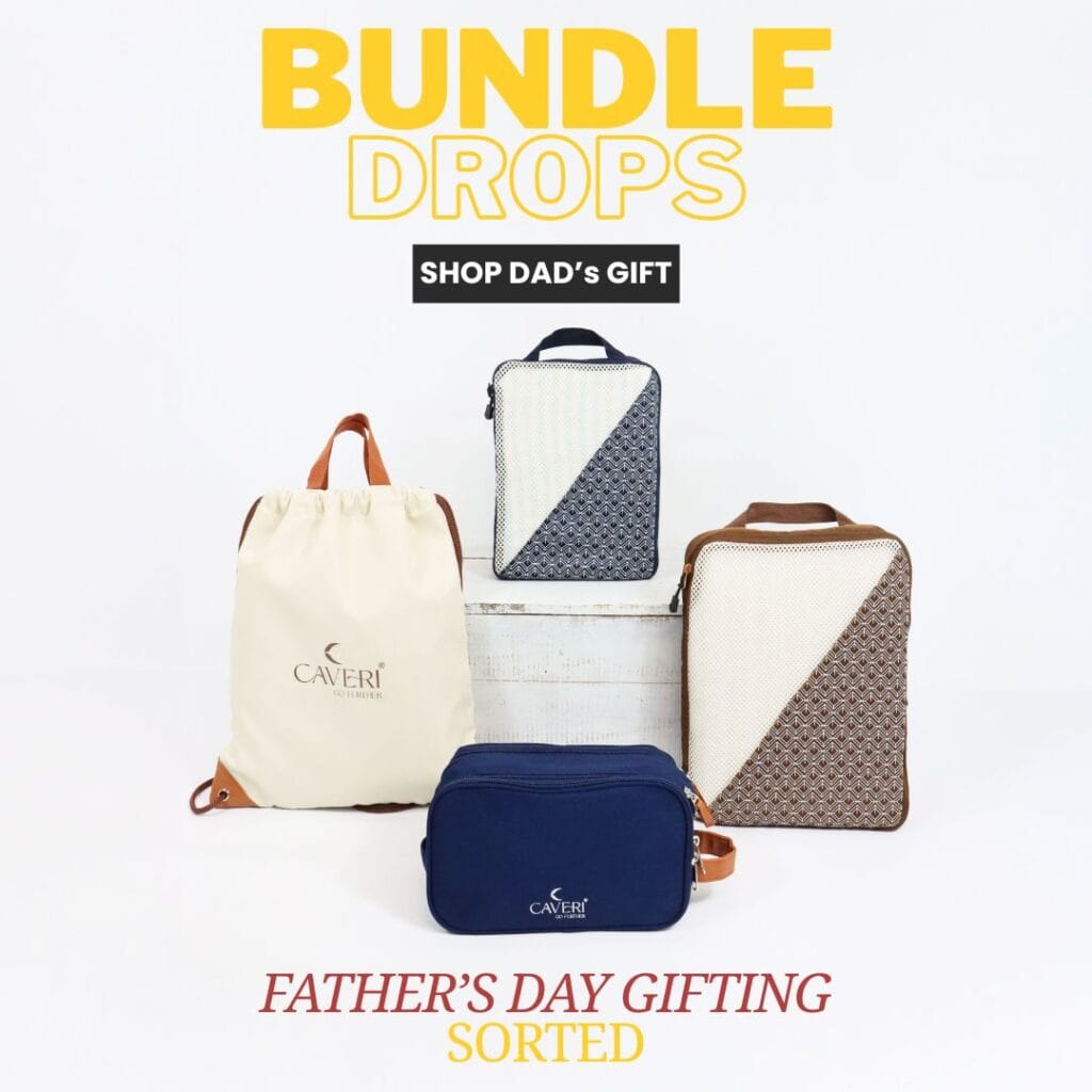 A collection of neatly arranged Father’s Day gift bundles including travel organizers and accessories, symbolizing thoughtful and practical gifting solutions.